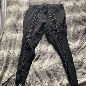 Black leggings with lace up detail